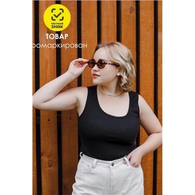 Майка базовая в рубчик черная (Черный)