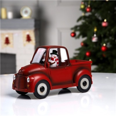 Светодиодная фигура «Машина снеговика» 22×11×9 см, пластик, батарейки ААх3 (не в комплекте), USB, свечение тёплое белое