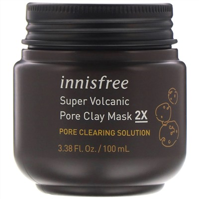 Innisfree, очищающая маска для пор из вулканической глины 2X, 100 мл (3,38 жидк. унции)