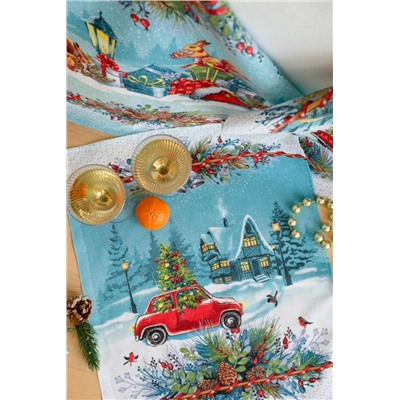 Полотенце кухонное Огонёк (Белый/голубой)