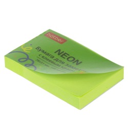 Бумага для заметок с клеевым краем 76х51 мм 100 листов "NEON" зеленая 090326 Хатбер
