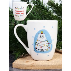 Кружка Новогодние пожелания 400 мл / CAT-517-mix /уп 72/новогодняя