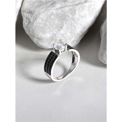 Кольцо из серебра с бриллианитом и фианитами родированное 212-10-086р