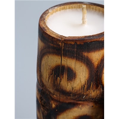 УЦЕНКА Свеча в бамбуке тройная, 14×13×30 см, 100 мл, цв. коричневый