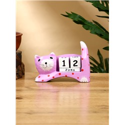 Календарь настольный «Кошка», 14×4×10 см, дерево, сиреневый