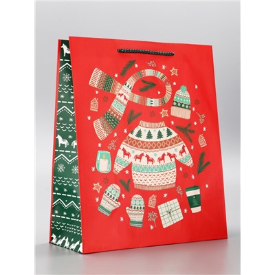 Пакет подарочный новогодний ламинированный, «Новый Год», 26×12×32 см