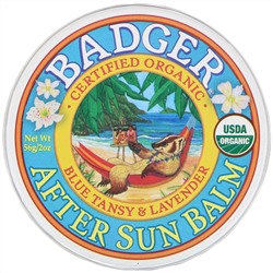 Badger Company, Органика, Бальзам после загара с пижмой и лавандой, 2 унции (56 г)