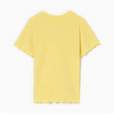 Футболка для девочки однотонная MINAKU: Basic line, жёлтая, рост 146 см