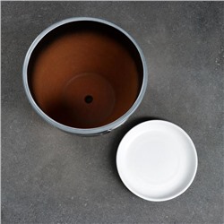 Горшок для цветов «Иллюзия», 2.5 л, d=19 см, h=18 см, керамика, с поддоном, чёрный