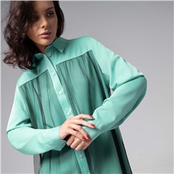 Рубашка комбинированное с сеткой, Срочно на обложку (бирюзовая)