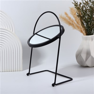 Зеркало настольное PREMIUM MIRROR, d зеркальной поверхности 14.5 см, 29×20.5 см, чёрное
