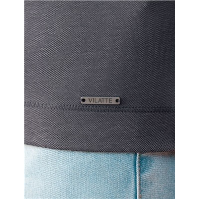 Джемпер хенли из полотна пике с меланжевым плетением с эластаном