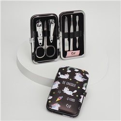 Набор маникюрный «Тренд», 6 предметов, в футляре, чёрный