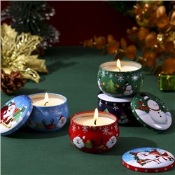 Свеча ароматическая Новогодняя в банке на соевом воске с эфирными маслами