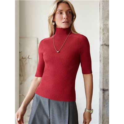 Водолазка тонкой вязки в рубчик из хлопка с нейлоном