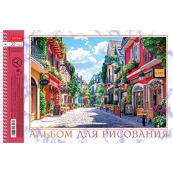 Альбом для рисования 32л на спирали "Курортный городок" перфорация на отрыв (000179) 32А4Всп Хатбер