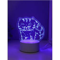 Светильник 3D RISALUX «Толстый кот», LED-ночник, RGB, от сети, 9.5×16.7×16 см