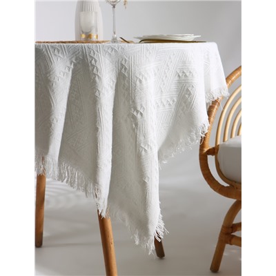 Скатерть «Этель», белая, фактурная, 130×130 см