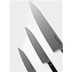 Набор кухонных ножей Magistro Hinshitsu, 3 шт. овощной, универсальный, шеф, нержавеющая сталь, чёрный