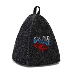 Шапка для бани и сауны «Цветочный триколор», полиэфир, шерсть, серая