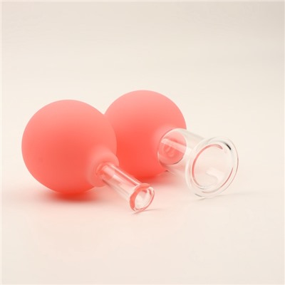 Набор вакуумных банок для массажа, стеклянные, d 1,5/3.5 см, 2 шт., цвет розовый