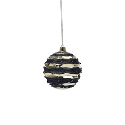 Ёлочные шары новогодние «Савьер», набор 12 шт., d=8 см, чёрно-золотой