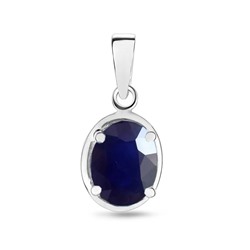 Подвеска, 1 сапфир корунд овал 8х10 мм 3.17ct, Шэди