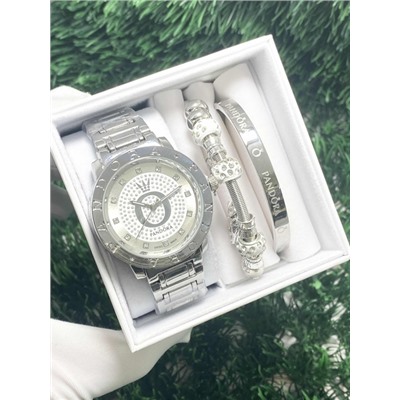 Подарочный набор для женщин часы, 2 браслета + коробка #22864419