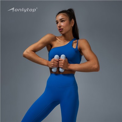 Топ спортивный ONLYTOP Asymmetry, размер S, синий
