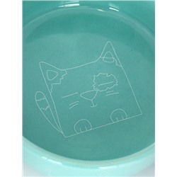 Миска керамическая «Семья котов» 300 мл - 13.4×13.4×4 см, бирюзовая