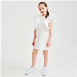 Платье для девочки MINAKU: Cotton Collection, белое, рост 134 см