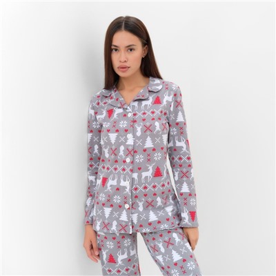 Пижама новогодняя женская (рубашка, брюки) KAFTAN «Скандинавия», размер 52-54