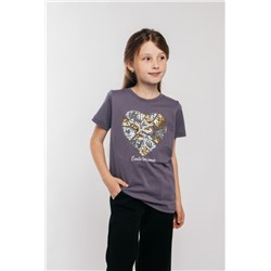 Футболка для девочки 51298 (Серо-фиолетовый)