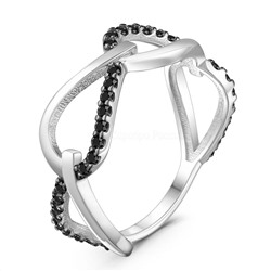 Кольцо из серебра с фианитами родированное 925 пробы К-7316р216