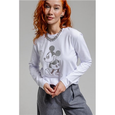 8528/1 Футболка с длинным рукавом унисекс (Белый_микки)