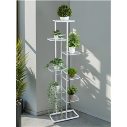 Подставка для цветов Greengo, 8 полок, 43×22×141 см, напольная, металл, белая
