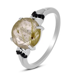 Кольцо, рутиловый кварц золотой , шпинель, Мадрид