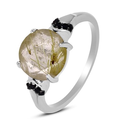 Кольцо, рутиловый кварц золотой , шпинель, Мадрид