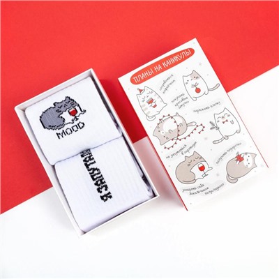 Носки женские новогодние KAFTAN «Киса» размер 36-39 (23-25 см), набор 2 пары