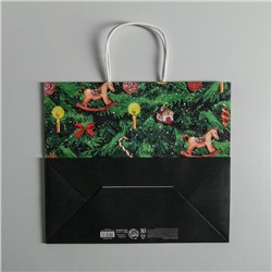 Пакет подарочный новогодний крафтовый «Новогодняя ёлочка», 32×28×15 см