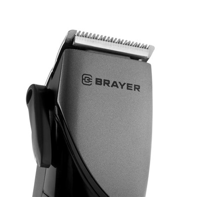 Машинка для стрижки BRAYER 3434BR, 15 Вт, 3/6/9/12 мм, нерж. сталь, от сети, чёрно-серая