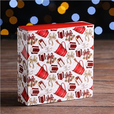 Коробка под 9 конфет с ячейками новогодняя «Какао», 13.5×13.5×3.5 см