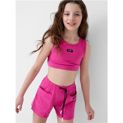 Комплект трикотажный для девочек: топ, шорты