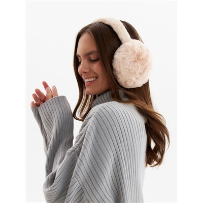 Меховые наушники складные женские MINAKU, бежевые, размер 54-58