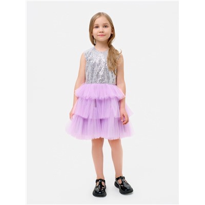Платье для девочки KAFTAN с пайетками, серебристо-сиреневое, рост 122-128 см