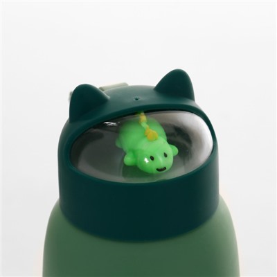 Бутылка для воды детская «Динозавр», 350 мл, стеклянная, зелёная