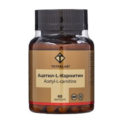 L‑Карнитин TETRALAB, поддержка энергии, метаболизма и сжигания жира, 500  мг, 60 капсул