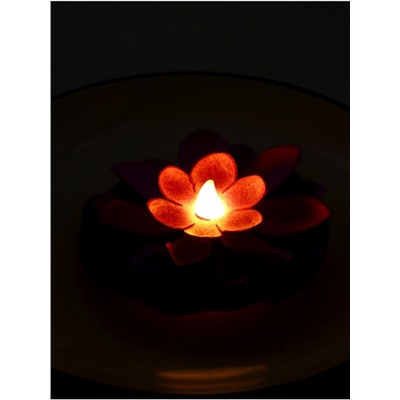 Садовый светильник для водоёмов «Лотос», 10×13×15 см, на батарейке, фиолетовый