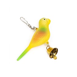 Игрушка для птиц «Птичка», 11.9×3.4×12.5 см, с колокольчиком, пластик, жёлтая