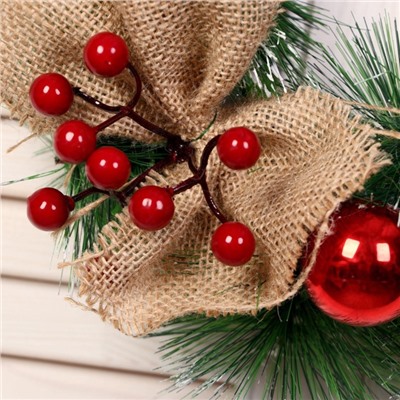 Венок новогодний d=30 см «Зимнее волшебство. Кантри», с бежевыми бантами